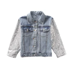 Unicorn Denim Jacket for Girls Coats Children Clothing Autumn Baby Girls Clothes Outerwear Sequined Jean Jackets for Child Girls