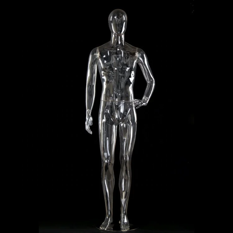 Plastic light weight pc clear transparent full body tall egg head male mens mannequin for window display