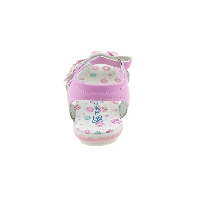 
china kids Pink flower soft baby slip foot wear girls sandals shoes 