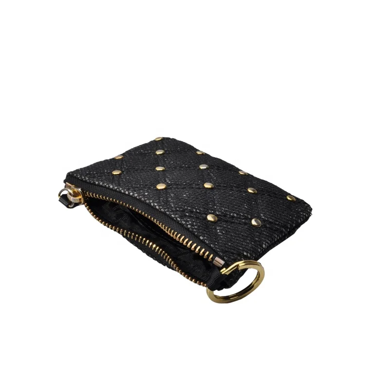 Felt coin purse zip around with key chain