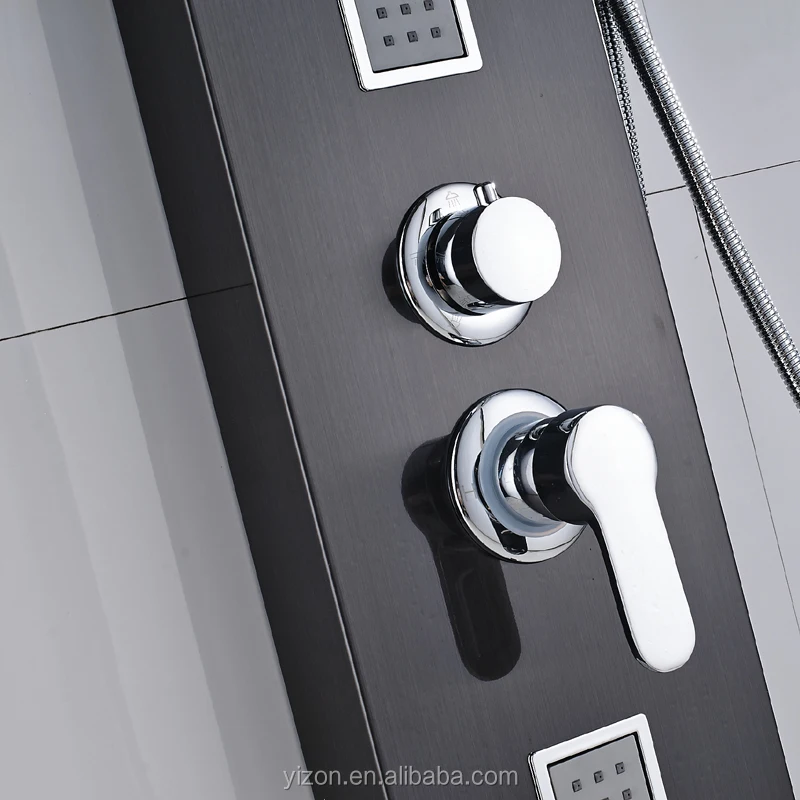 Черная дождевая душевая панель для ванной комнаты, набор колонок с массажной системой, кран с насадками, ручной распылитель