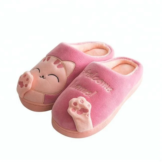 Indoor Cosplay Adult Animal Shoes Sweet Home Cat Stuffed Plush Winter Slipper