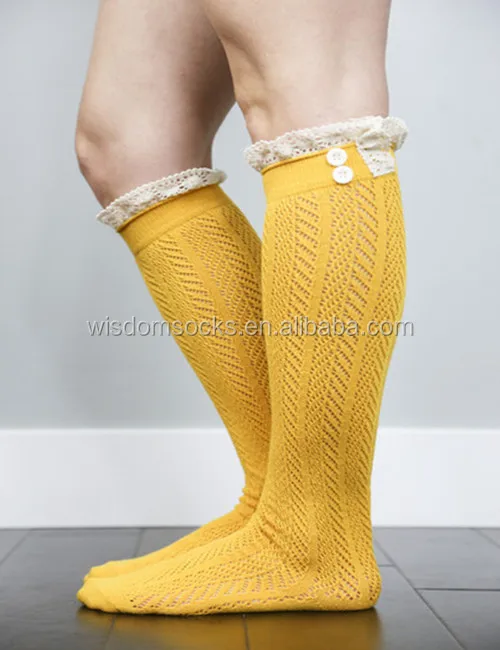 2019 Crochet Knitted Lace Trim warm winter fashion women Boot Socks