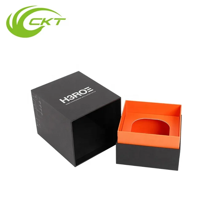 Branded Luxury Black Clamshell Cardboard Paper Packaging Perfume Sample Bottle Gift Box