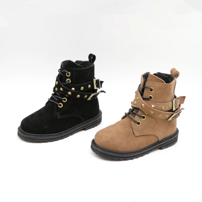 
YY10136S 2018 Autumn and winter new frosted leather shoes side zipper stylish short boots kids boots genuine leather 