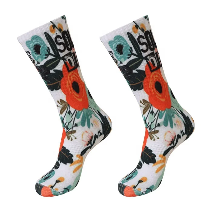 Custom printed skateboard teen blank sublimation novelty cute men tube socks