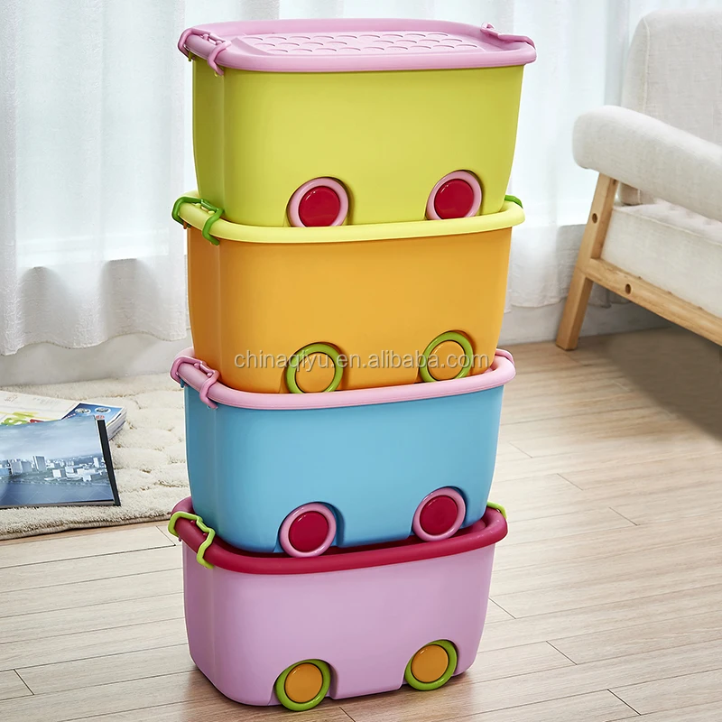 
Extra Large Children Cartoon PP Material Toy Storage Box plastic storage containers with wheels 