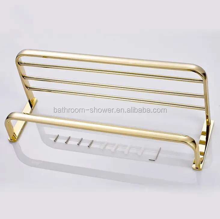
Hotel Bathroom brass Gold fashion Bath towel rack,shower double towel holder 