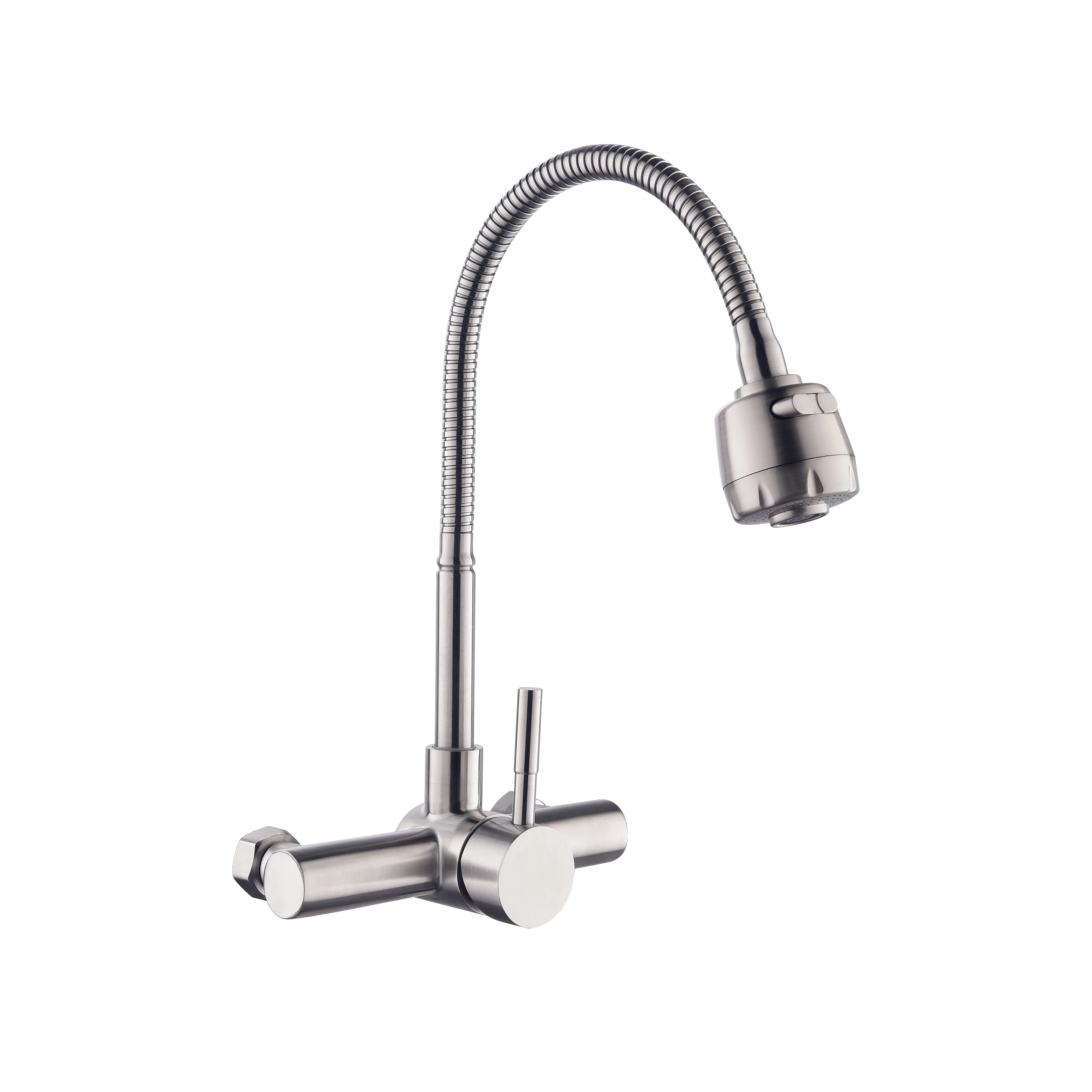 Modern Kitchen Stainless Steel Wall Mounted Pre Rinse Cold And Hot Faucet For Kitchen