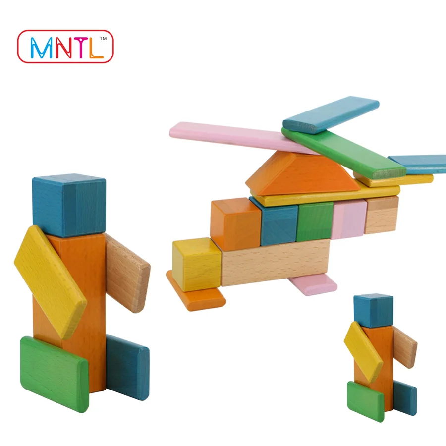 2018 hot sell magnetic blocks for kids diy assembly wooden toy