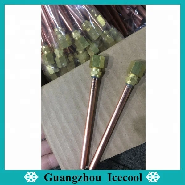 1/4 copper refrigerant gas charging pin valve/access valve with flare nut cap