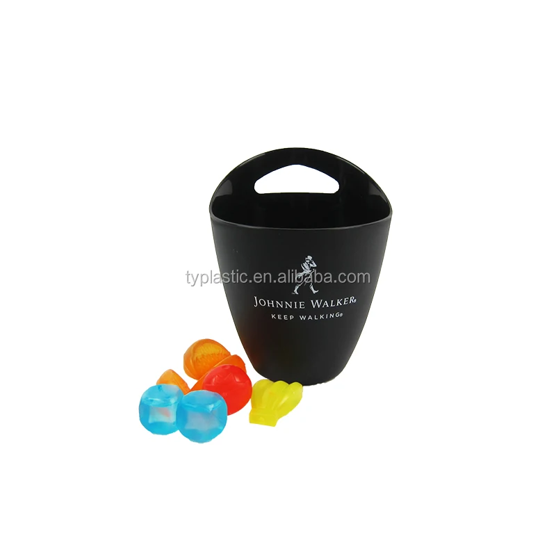 Custom printing 1L recycled plastic ice bucket with scoop