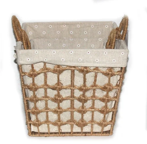 straw rope weaving storage basket