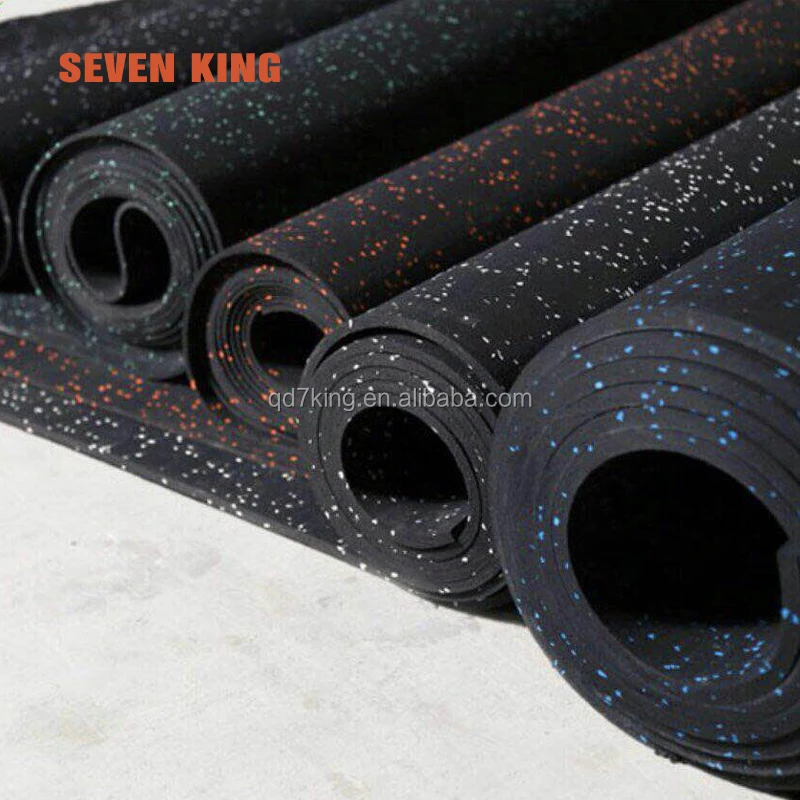 QingDao 7KING 15mm commercial gym vulcanized rubber tile pad floor mat sheet
