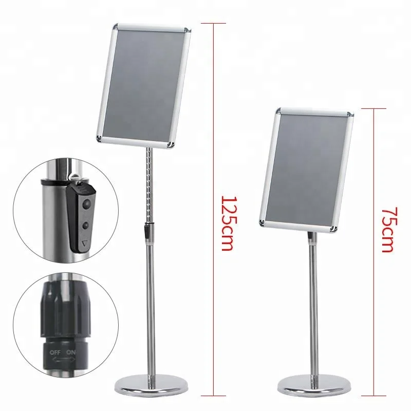 Shining sliver acrylic display sign stand,floor poster stand,  advertising display