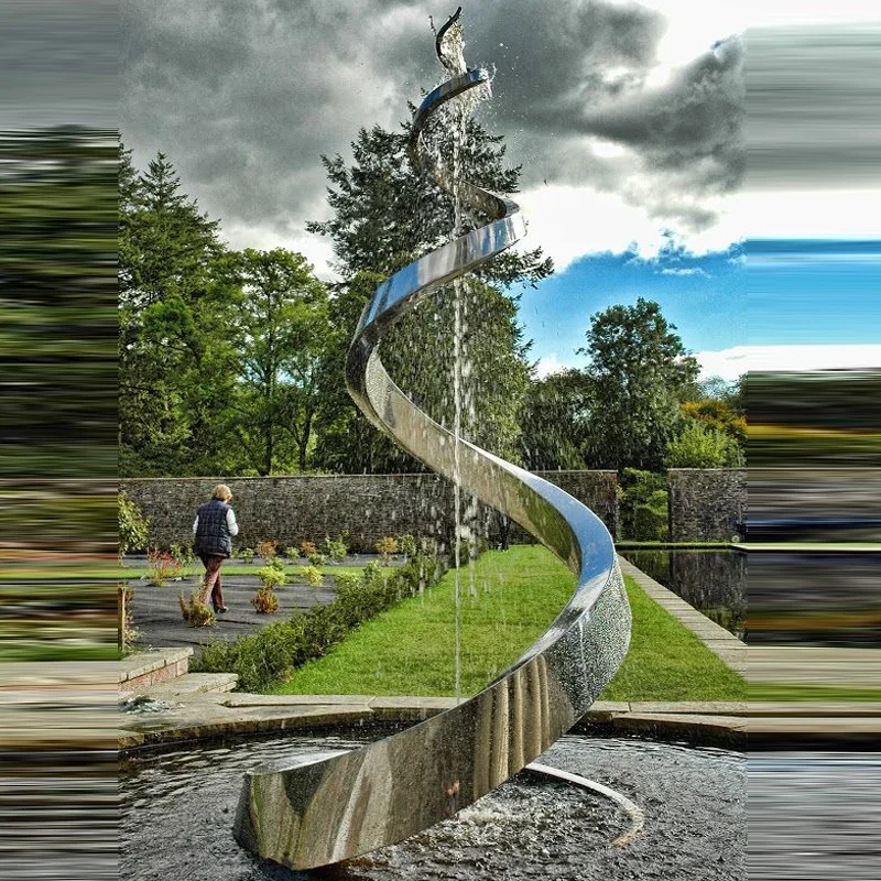 Modern Art Garden Fountain Customized Stainless Steel Outdoor Sculpture