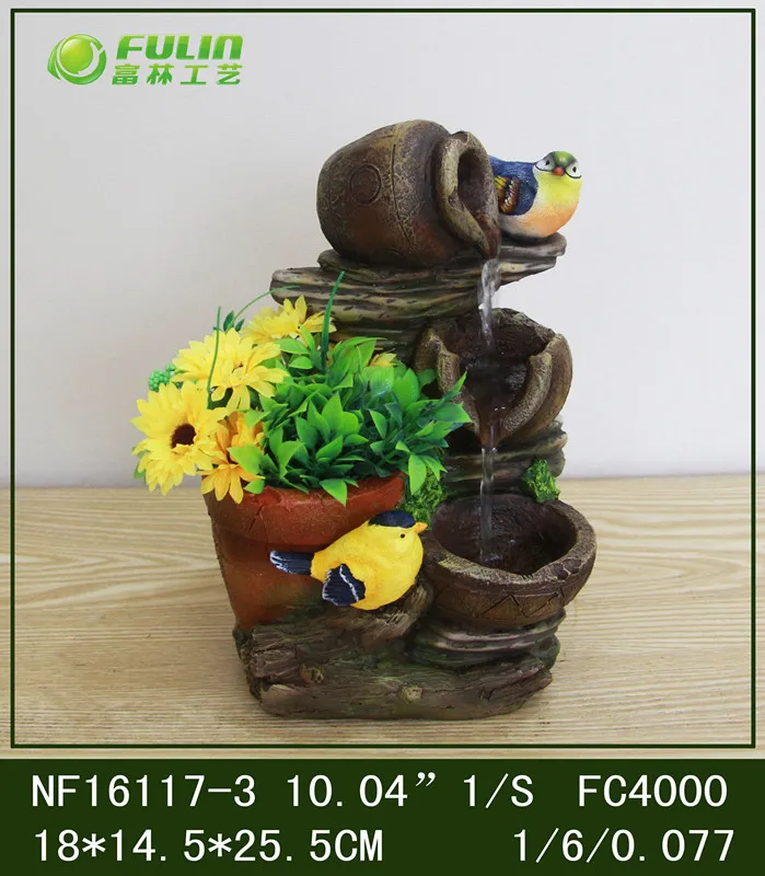 resin frog statue water fountain flower pot for home garden decoration