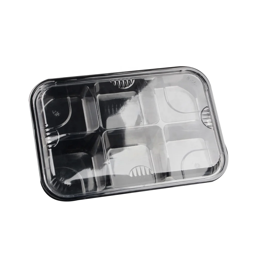Пластиковая одноразовая упаковка RPET/PET, Черная Сухая тарелка, прямоугольная упаковка, коробка для фруктов