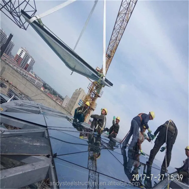 steel structure metal skylight dome roofing shed building with glass