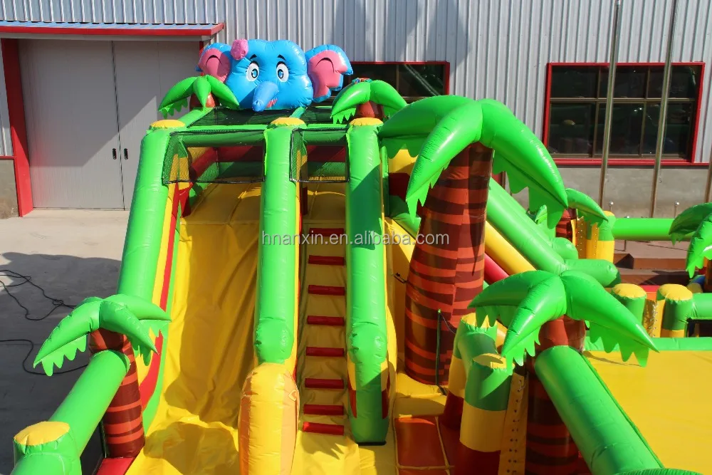 inflatable fun city Forest Zoo bouncers with tiger monkey and elephant/ inflatable games china