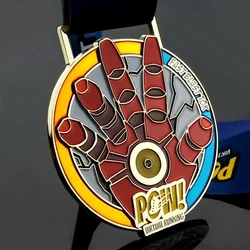 round shape custom painted football sports award gold medal