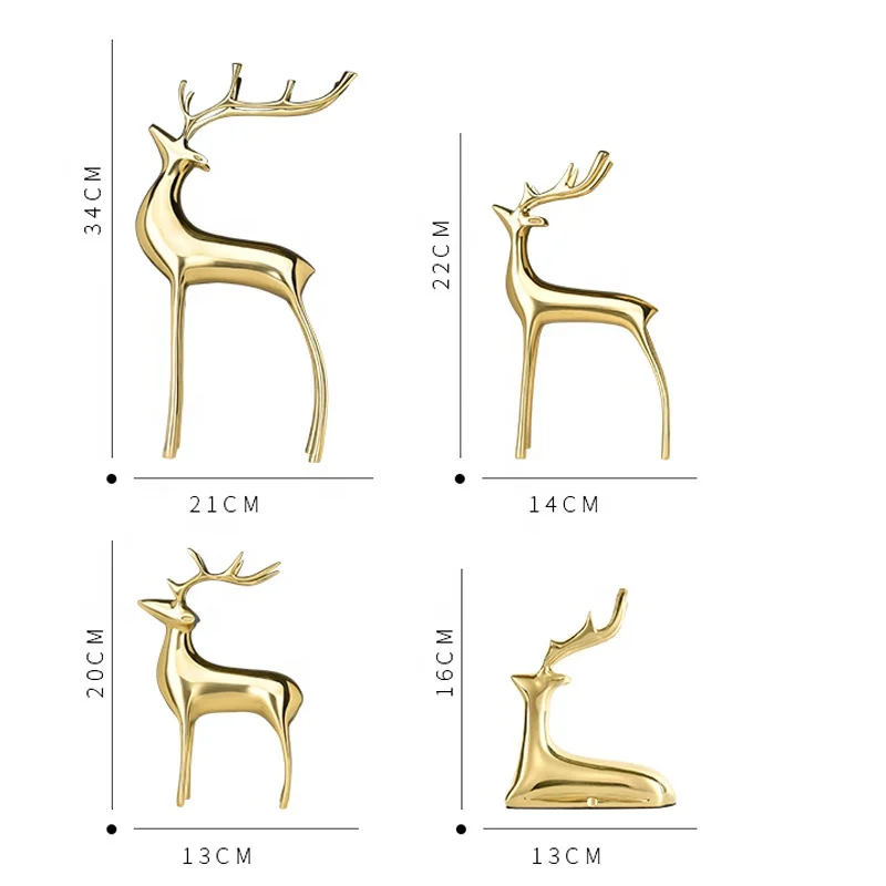 Abstract elk statue Office sitting room Wine cabinet Study Ornament brass/bronze elk statue