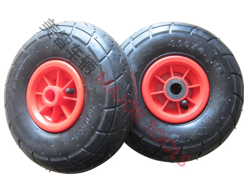 Concrete 250-4 inflatable tires pneumatic rubber cart wheels plastic rims