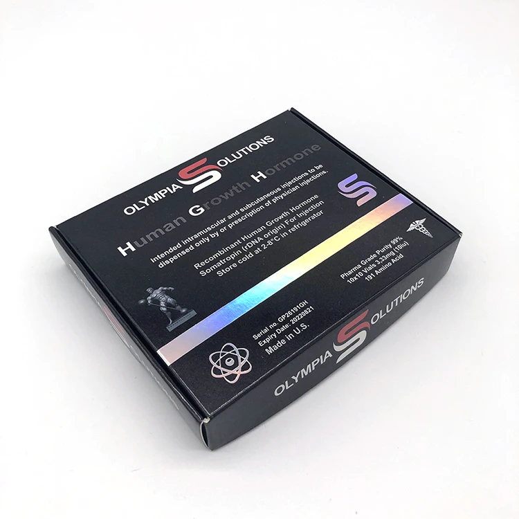 Custom Size Hgh Human Growth Hormone Holographic Paper Box For 5ml Pharma Steroid Bottle