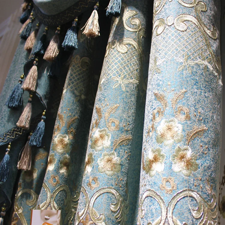 Chinese Supplier European Luxury 3D embossed Window Curtains