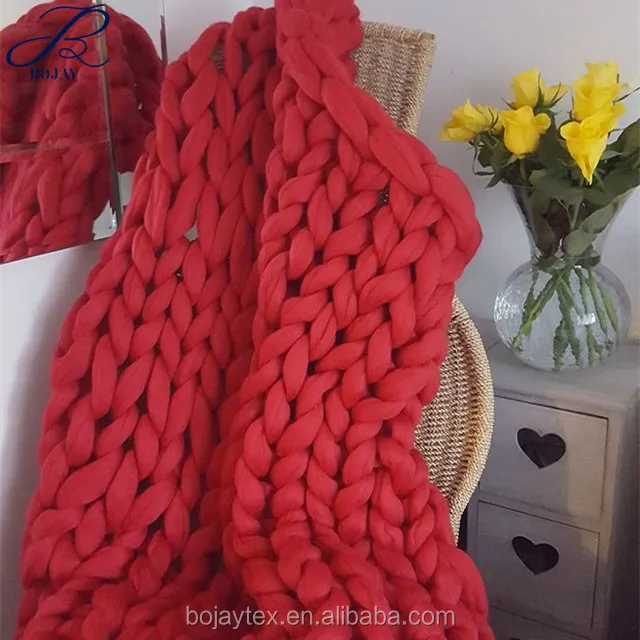 Merino Wool Grande Large Blankets Giant knit Cozy Throw Chunky Blanket Baby Adult Blanket