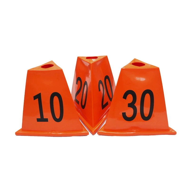
Dome Cone with Hole for Pole Plastic Triangle Spots Marker Cones with Numbers 