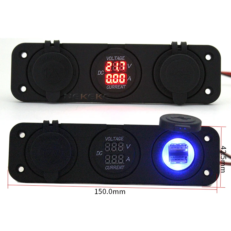 Морской Caravan DC 12 В 24 В Цифровой вольтметр автомобиля двойное зарядное устройство USB разъем питания