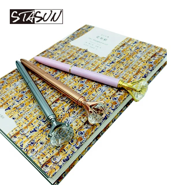 Promotional Top Big Diamond custom print logo Rhinestones Crystal Multi Color metal Ballpoint Pen