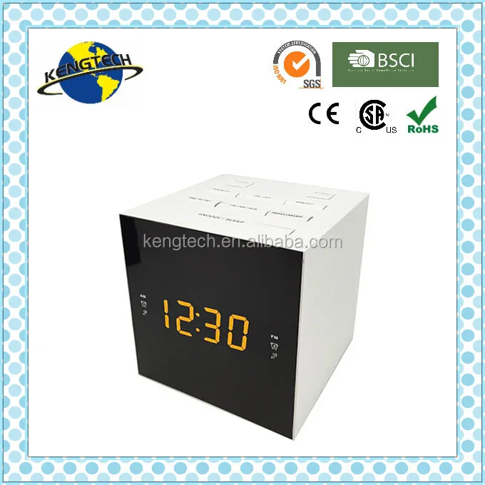 CT-3938U Black Color Cube Shape LED Digital PLL Alarm Clock Radio with USB Charger