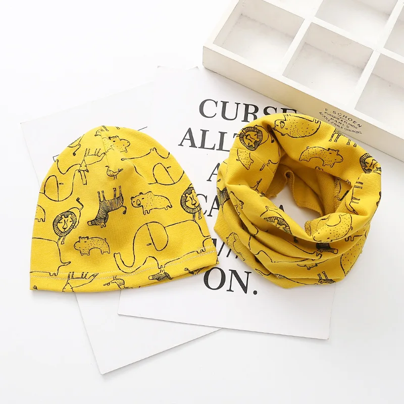 Autumn Winter Crochet Baby Hat Girl Boy Cap Kids Beanie Stars Infant Hat Cotton New Children  Hat & Scarf Set