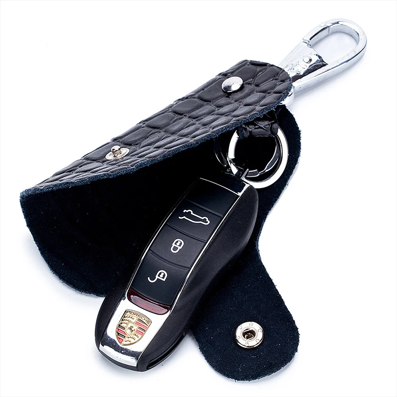 Car key case lady leather crocodile skin small keys holder