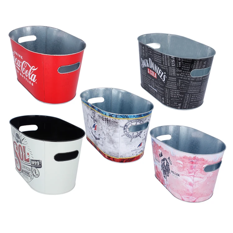 
Wholesale custom print metal tin ice bucket for cold beer or beverages 