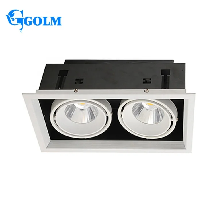 Rectangle indoor aluminum downlight anti glare recessed 20W cob led grille light
