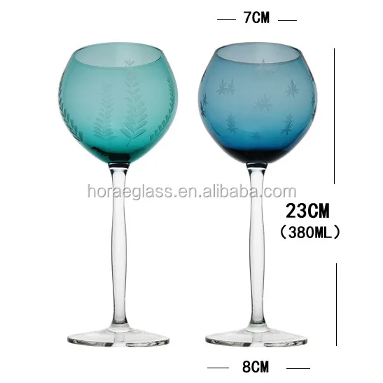 Bule Colored Wine Glass / Popular Red Wine Glass / Drinking Glass with emboss
