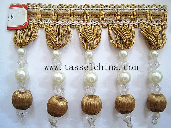 Wholesale Home Decor Wood Beaded Fringe TRIM  For Decorative Curtain & Table cloth