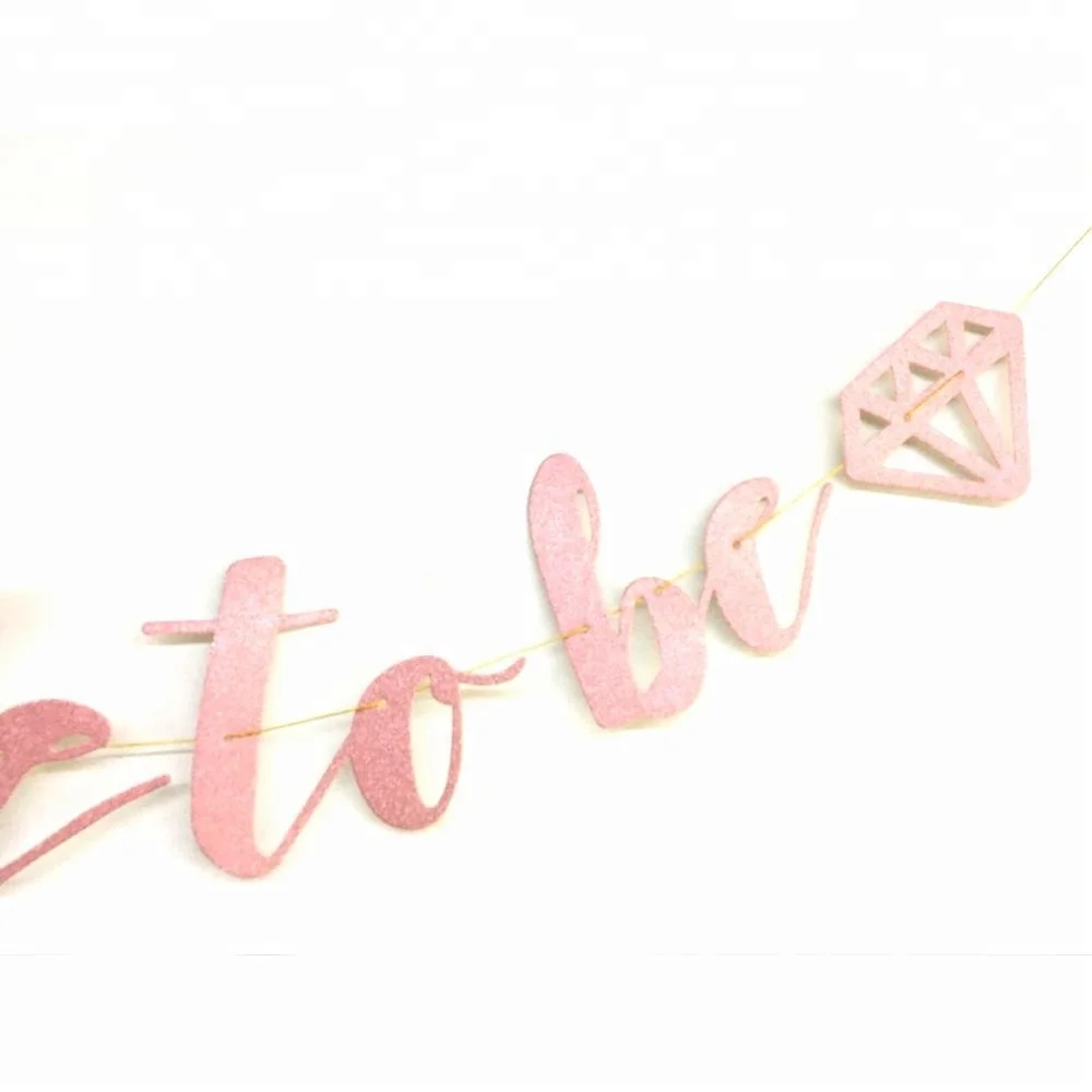 Bachelorette Party decorations Wedding Engagement bridal shower diamond ring rose gold bride to be bunting Banner