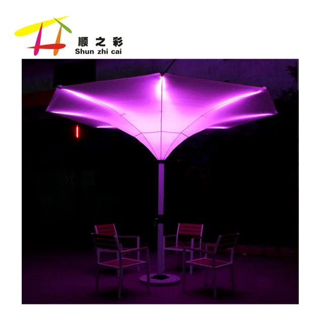 factory outdoor shade tulip flower umbrella decorated patio umbrella with LED light