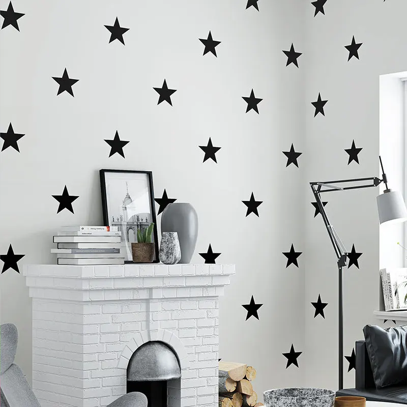 
Black White Star Baby Nursery Wallpaper for Kids Room Neutral Boys Girls Wall Paper For Children Bedroom Coverings Decor 