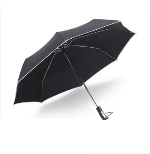 Saivina high quality luxury 3 folding umbrella with leather cover auto open and close