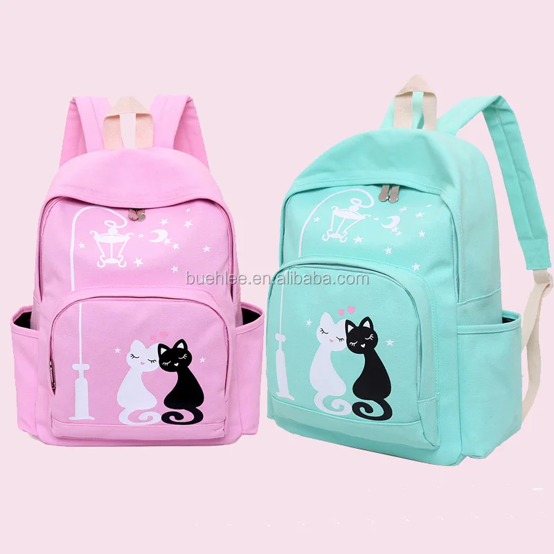 China factory Custom multicolor laptop school canvas backpack girls simple school bag korean school bags for girls