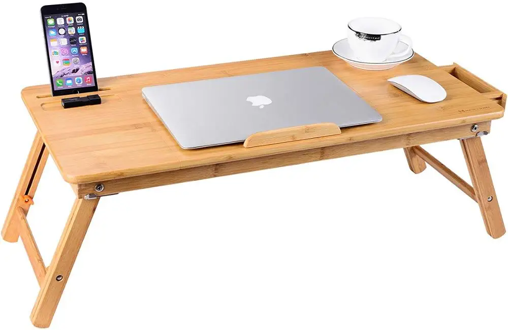 
Laptop Desk Bamboo Laptop Table Adjustable Lap Tray Large Size Bed Serving Tray Breakfast Table Foldable Notebook Computer Desk 
