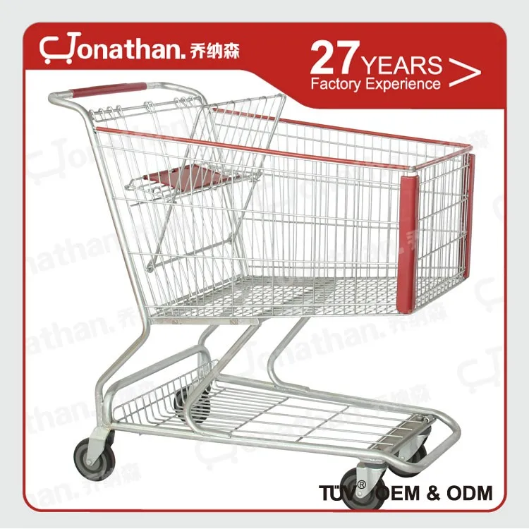 180L cheap grocery used metal steel shopping carts for sale