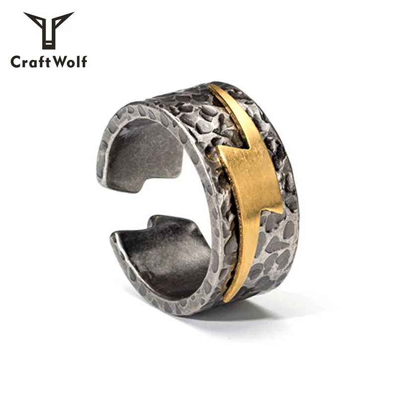 Craft Wolf Fashion Jewellery 316L Stainless Steel Flashing Lightning Ring