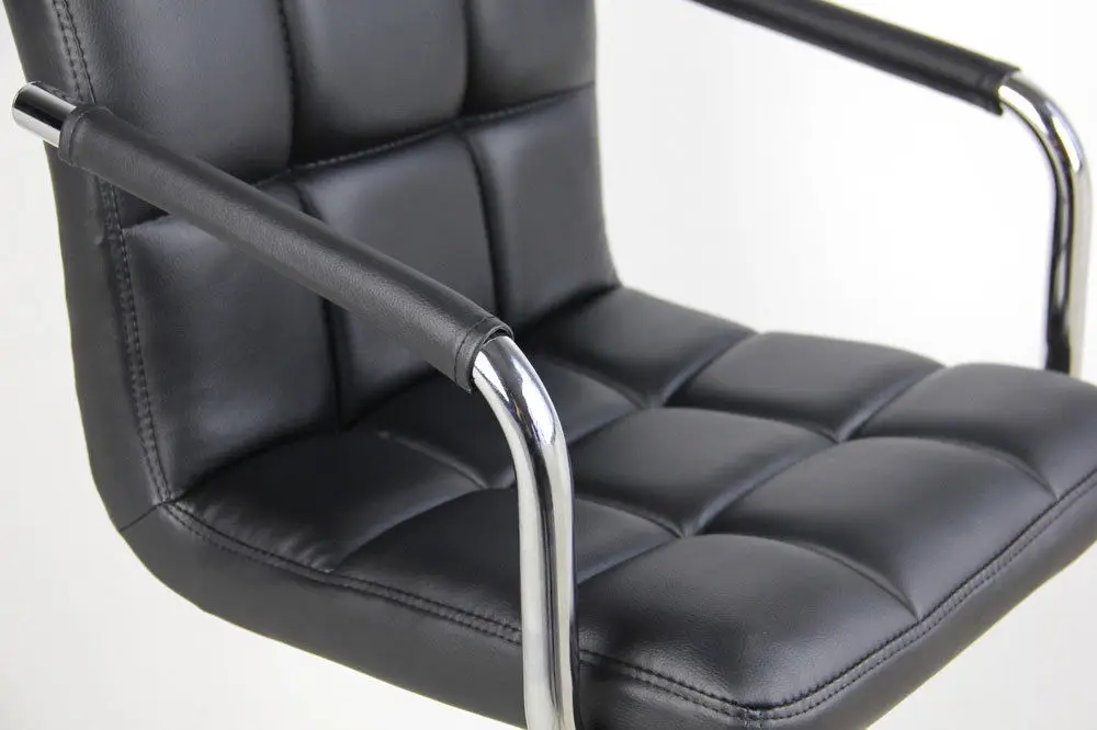 
Modern Black PU Leather Armrest Adjustable Hydraulic Swivel Bar Stool 
