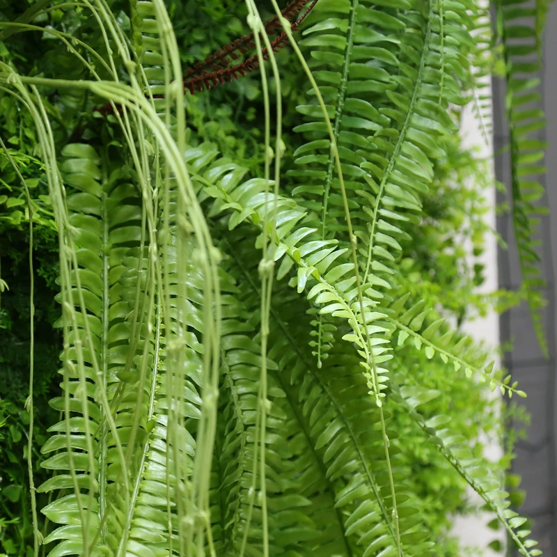 New Design Customized Decoration Wall Hanging Faux Leaves Panel Artificial Vertical Green Plant Wall for Gym Store Office